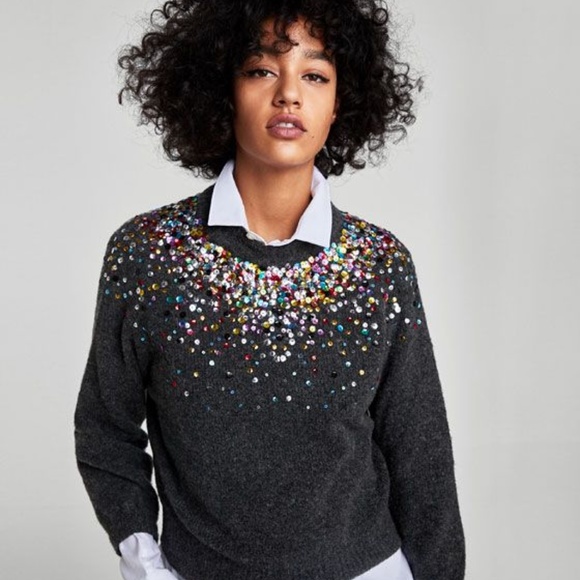 zara multicoloured sequin sweater
